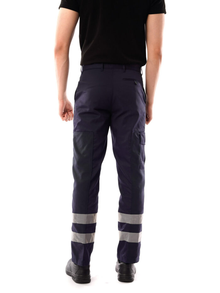 Benchmark T23 - Men’s Safety Cargo Trouser in French Navy, rear view